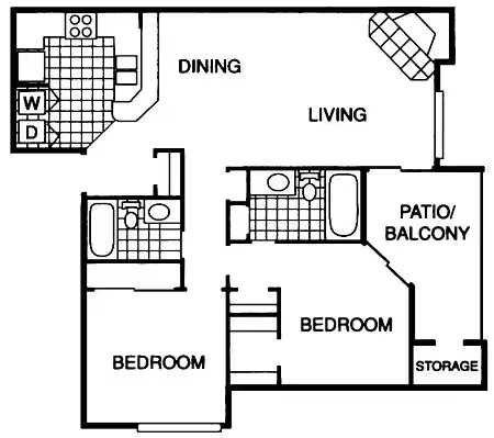 Two Bed / Two Bath 721P floor plan